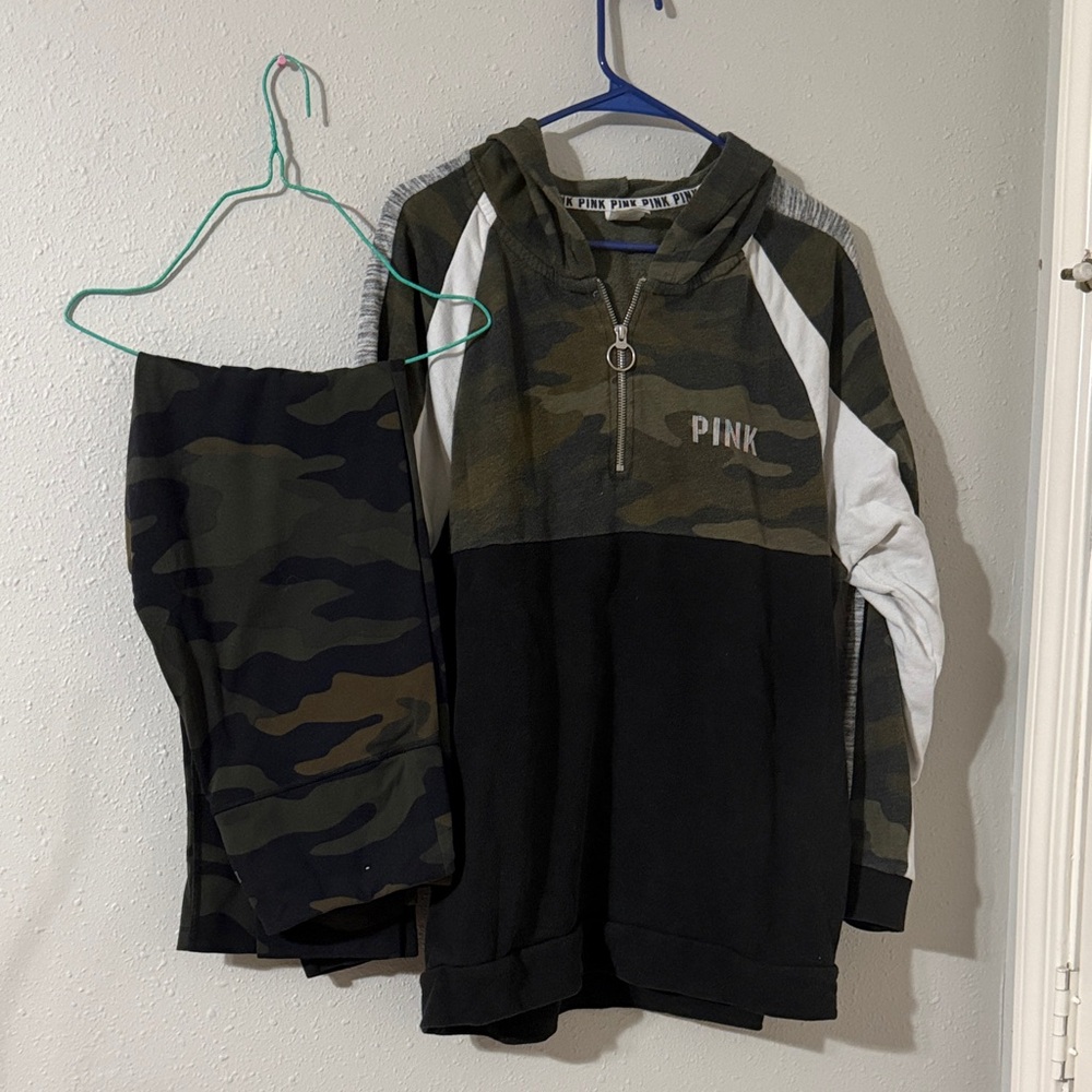 VS PINK Camo Hoodie and Leggings Set size L
